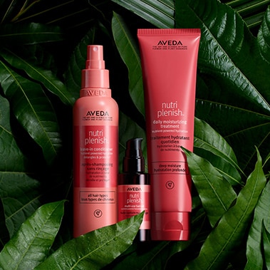 Product image featurinig nutriplenish™ leave-in conditioner, daily moisturizing treatment and multi-use hair oil.