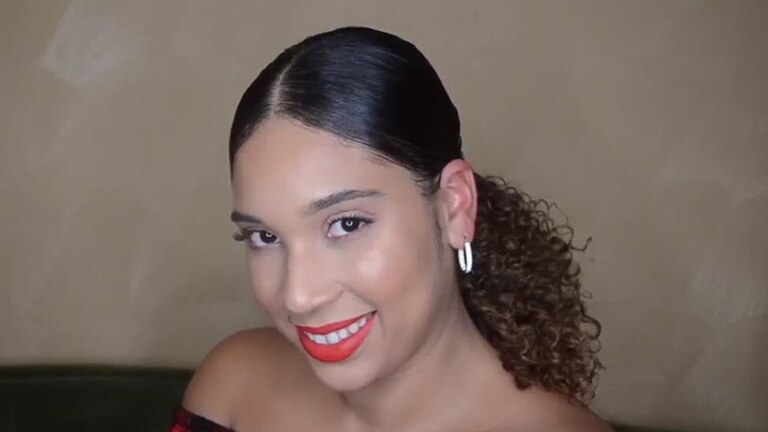 Click on video demonstrate about Hair styling - Sleek Low Ponytail